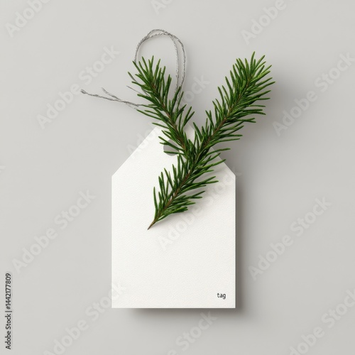 Blank gift tag with greenery