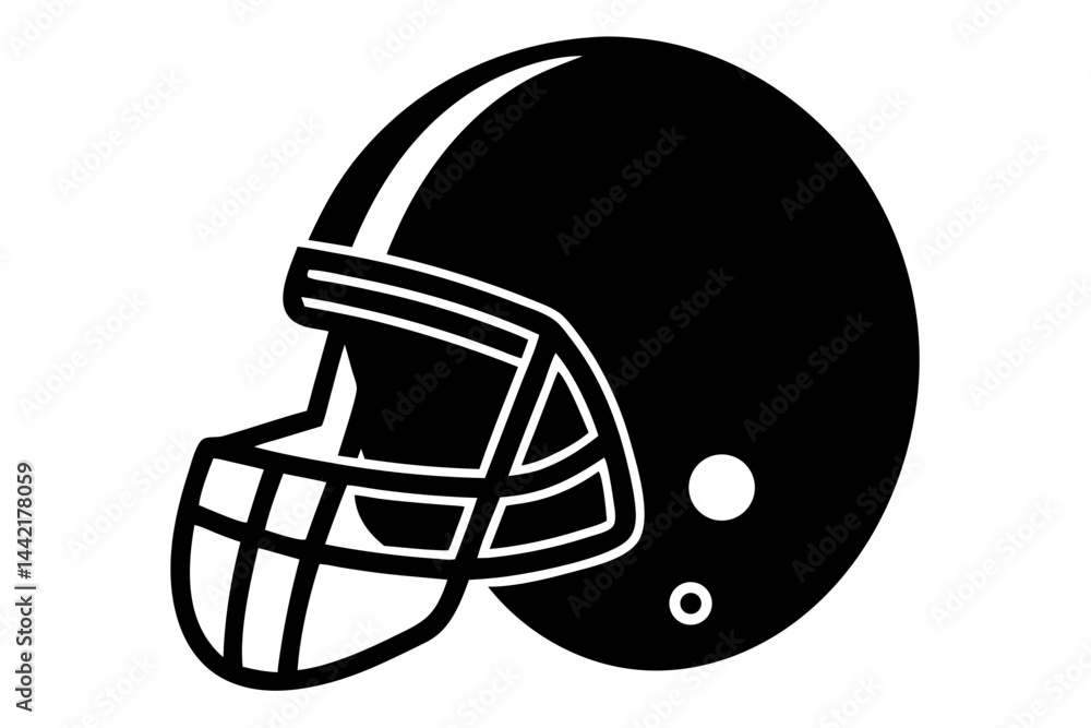 Naklejka premium Detailed football helmet silhouette vector design with transparency for sport, football, helmet, silhouette, vector, design, sport, athlete, equipment, protection, gear, gridiron, player, american