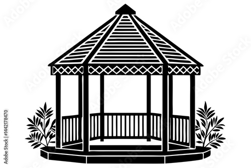Traditional gazebo pavilion silhouette vector art transparency for architectural design, gazebo, pavilion, traditional, architecture, silhouette, vector, design, garden, outdoor, structure, building