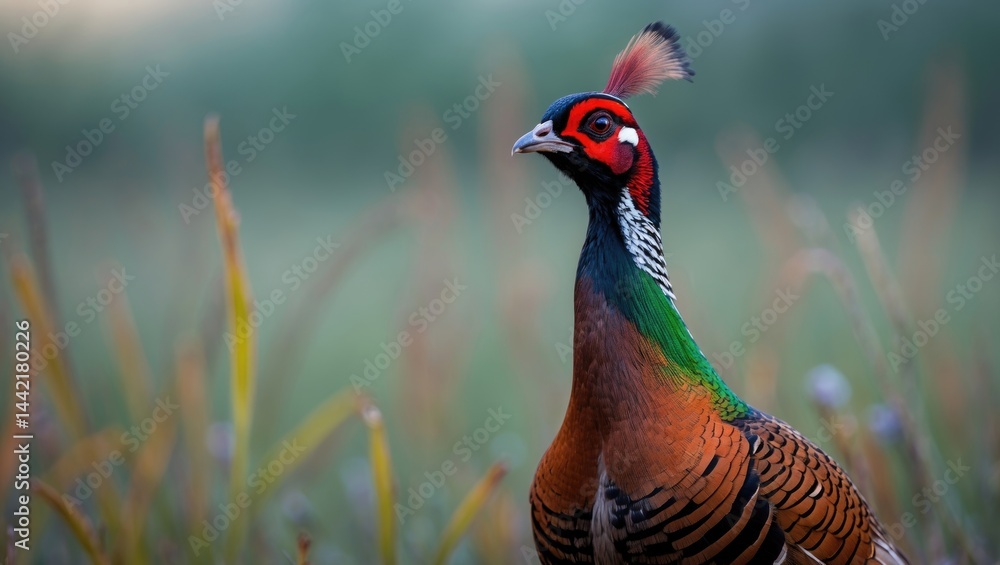 Fototapeta premium Male Ringneck Pheasant in a close-up shot