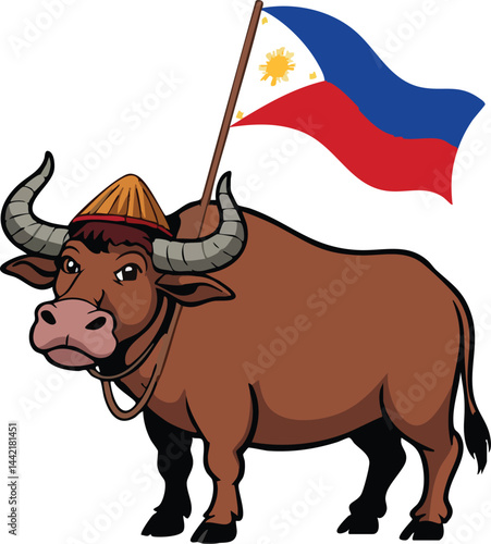 Filipino Carabao with Flag