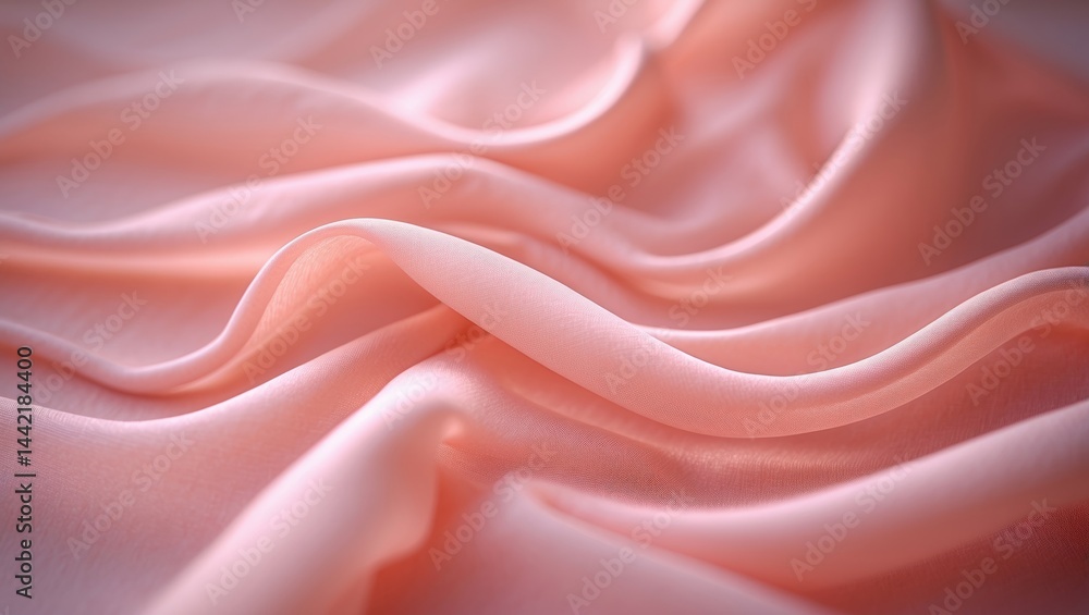 A smooth-textured fabric in peach hues displaying soft, flowing lines. A smooth-textured fabric in peach hues displaying soft, flowing lines.