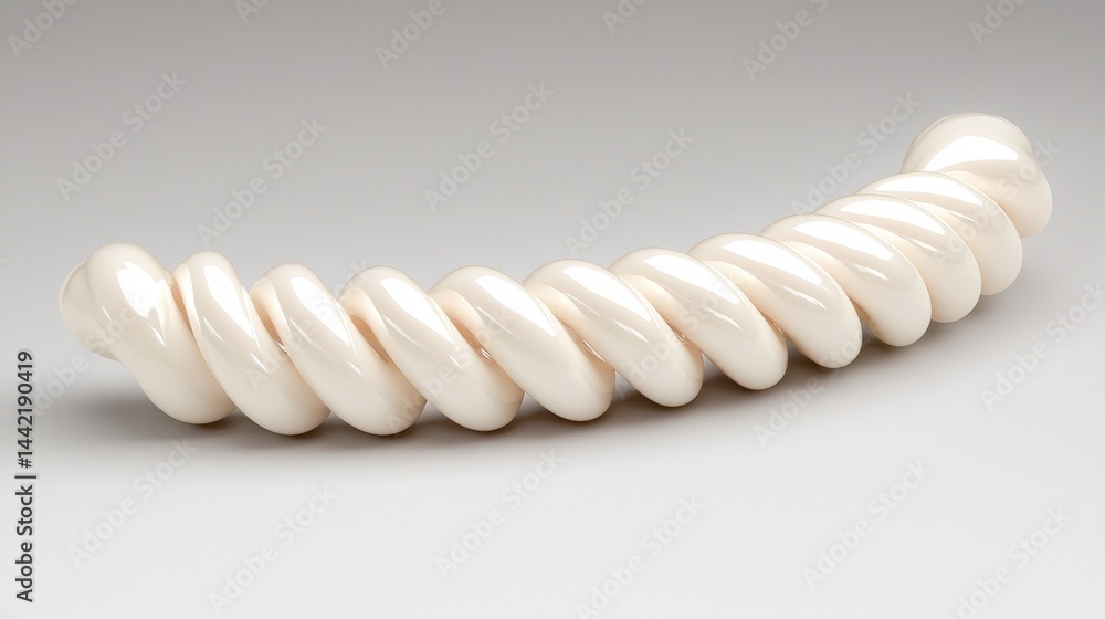 A white spiral-shaped object with a shiny surface. A white spiral-shaped object with a shiny surface.
