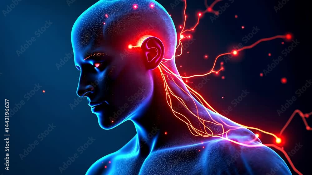 custom made wallpaper toronto digitalPainful attraction, neural pathways, migraine depiction. Brain health. Nerves transmit intense signals. Headaches impact daily activities. Neuronal connections facilitate cognition.