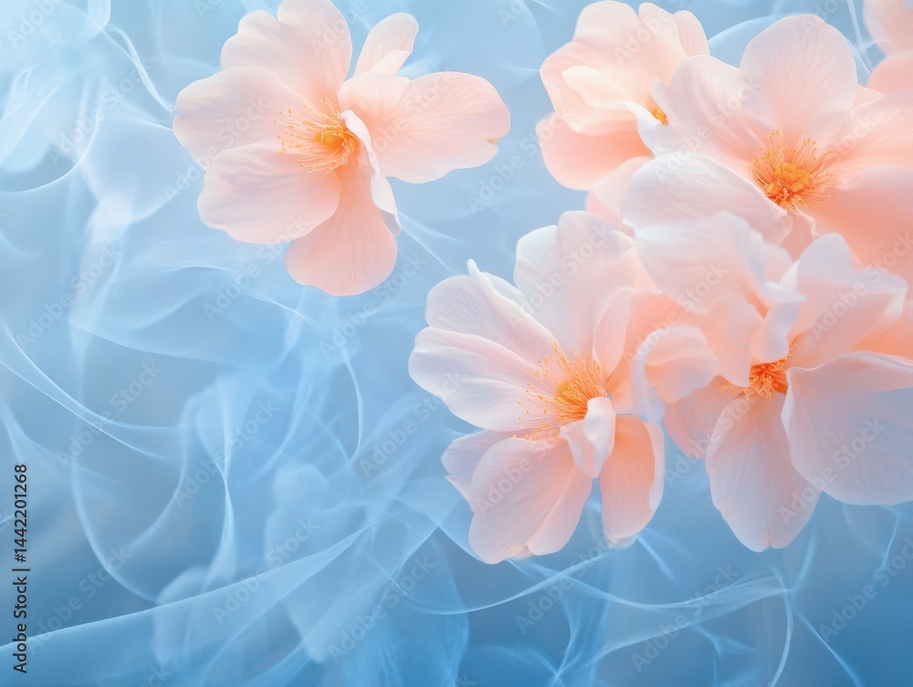 Peach blossoms on blue Peach blossoms on blue