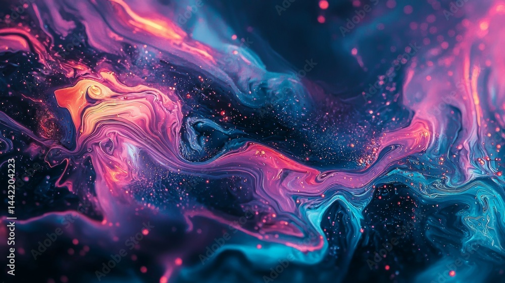 Obraz premium Vibrant Abstract Flowing Colors in Cosmic Inspired Swirl Design