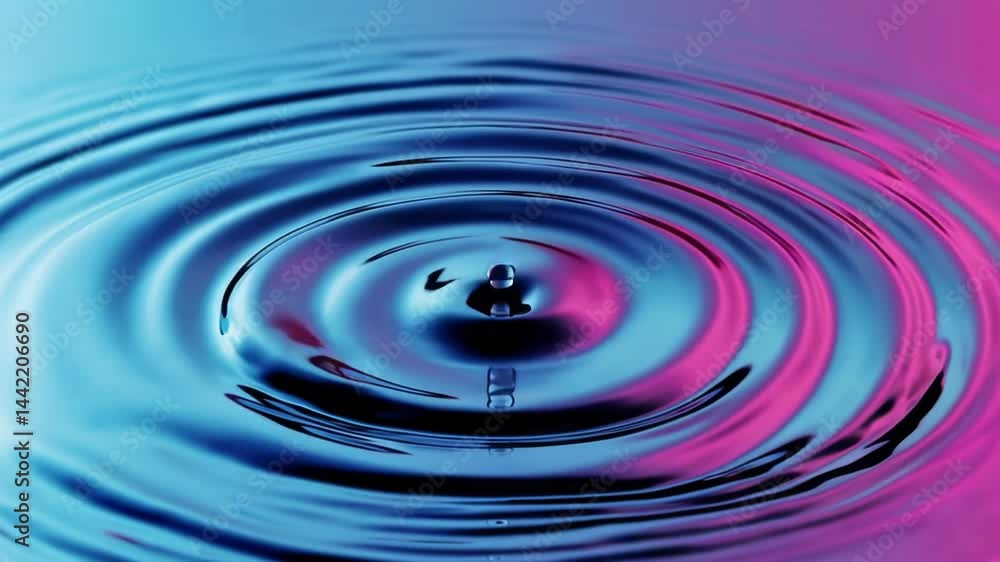 Water Droplet Falling into Colorful Ripples Water Droplet Falling into Colorful Ripples