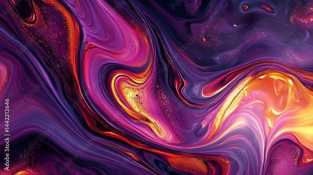 Abstract Colorful Swirls in Vibrant Purple and Orange Tones