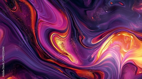 Obraz na płótnie Abstract Colorful Swirls in Vibrant Purple and Orange Tones w salonie