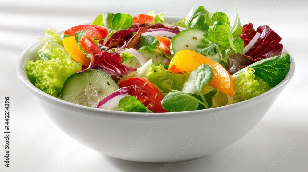 a large white bowl filled with salad on a white isolated background, fresh and healthy lighting a large white bowl filled with salad on a white isolated background, fresh and healthy lighting