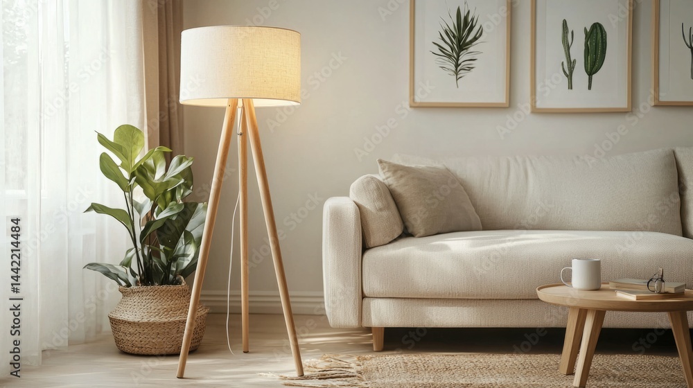 Cozy Living Room with Modern Floor Lamp and Stylish Decor