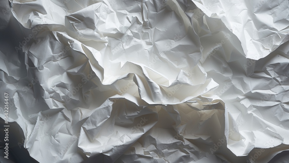 Obraz premium Crumpled paper has a white surface.