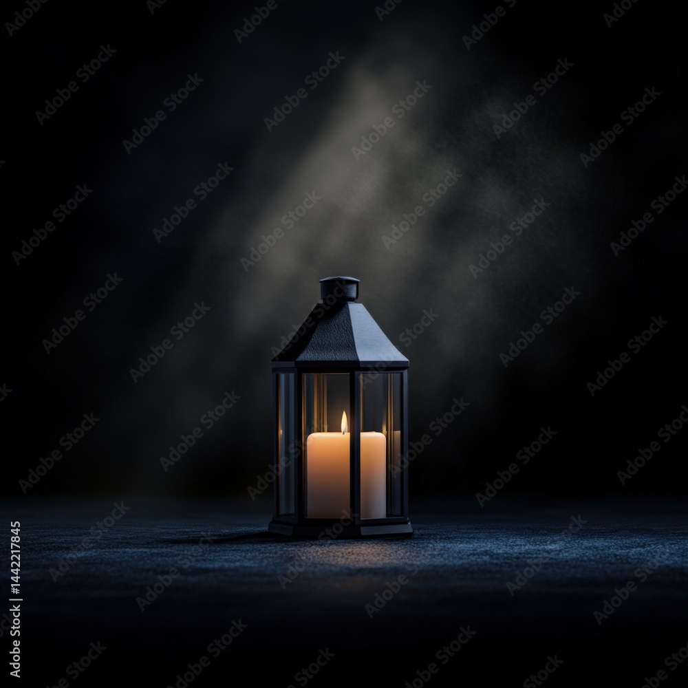 Candle lantern in darkness with glow Candle lantern in darkness with glow