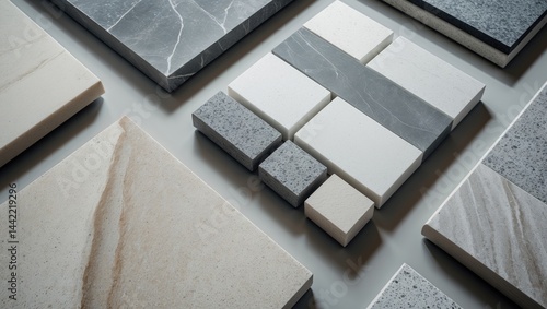 Exclusive set of artificial stone swatches showcasing a surface isolated with a clipping path.