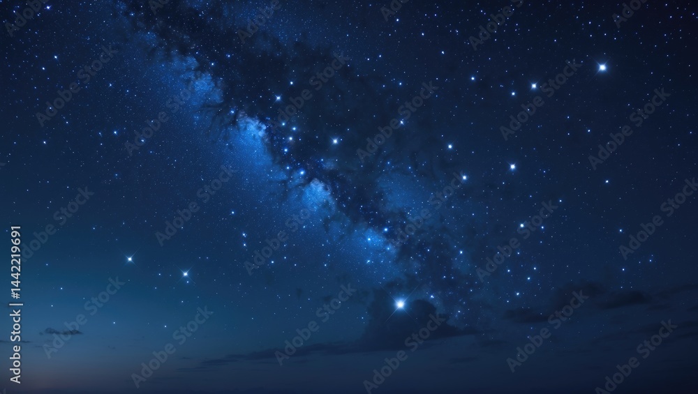 Fototapeta premium background of a blue night sky with twinkling stars