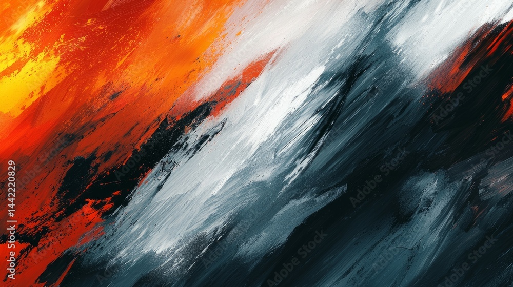 Abstract Colorful Brush Strokes in Dynamic Pattern with Bold Hues