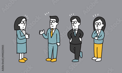 会話するビジネスチームのイラスト