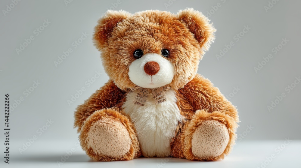 Obraz premium a soft, plush teddy bear on a white isolated background, cute and comforting look