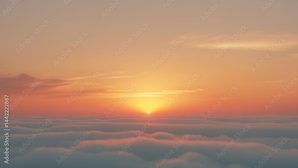 Obraz premium Beautiful sunset sky painted in fiery orange tones