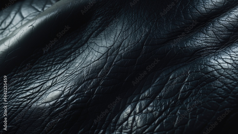 Fototapeta premium Detailed view of black pebble leather surface showing texture, production, and background