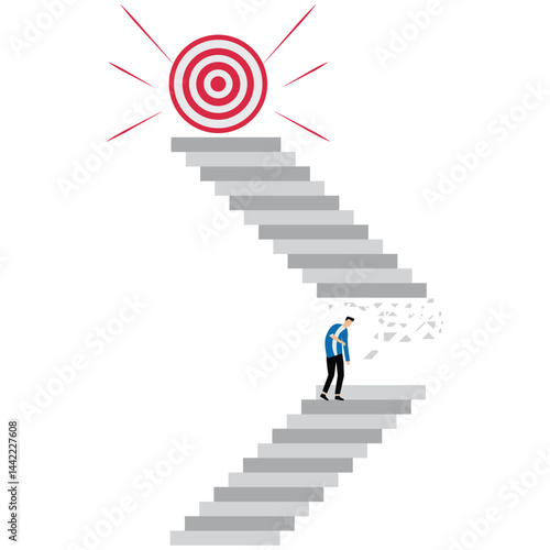 Think of a challenge. The businessman has obstacles to the goal