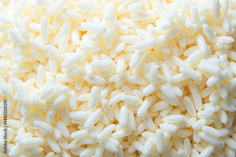 Overhead shot of fluffy white rice, grains distinct, white, isolated Overhead shot of fluffy white rice, grains distinct, white, isolated