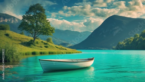 Captivating summer view of Lovatnet lake. Colorful morning imagery. Essence of nature's beauty background.