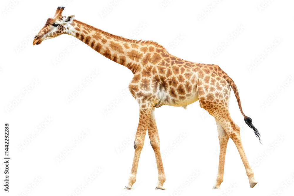 Fototapeta premium Giraffe in profile, standing