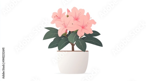 Wallpaper Mural Pink Azalea in White Pot, Home Decor Torontodigital.ca