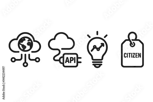 Icons representing cloud, connector, insight, and citizen are displayed as open-data symbols