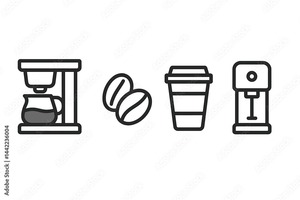 Modern espresso bars can be represented by simple flat style coffee icons Modern espresso bars can be represented by simple flat style coffee icons