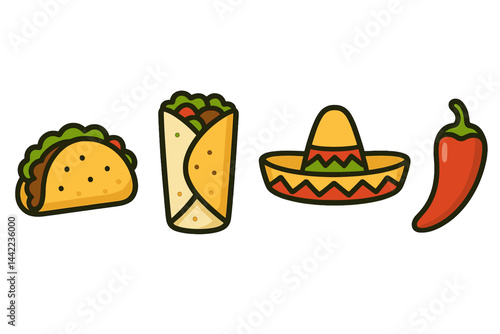 Icons of cuisine that emphasize well-known dishes and cultural aspects