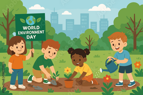 Scene of volunteers promoting sustainability and youth activism appears uninspiring