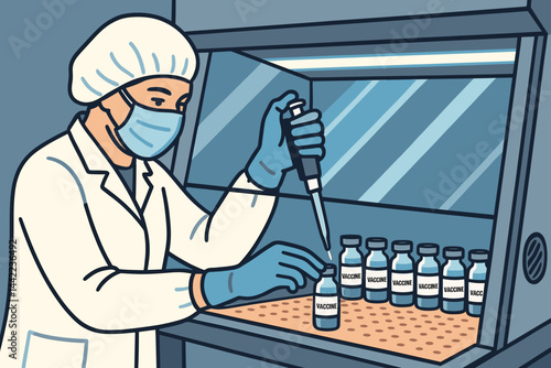 A laboratory setting with a focus on cleanliness, personal protective equipment, and accurate measurement