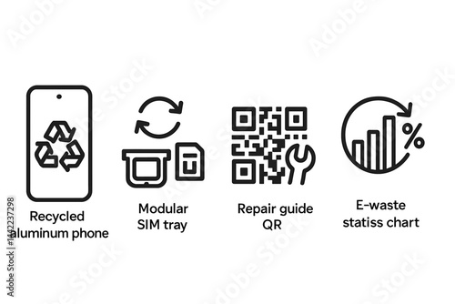Circular icons on devices display shell, module, guide, and data