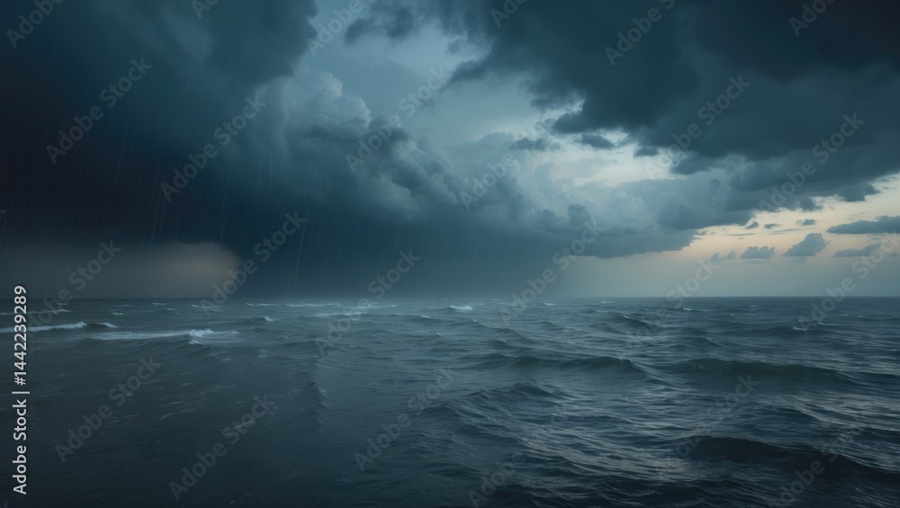 Fototapeta premium Sky filled with stormy clouds and rain