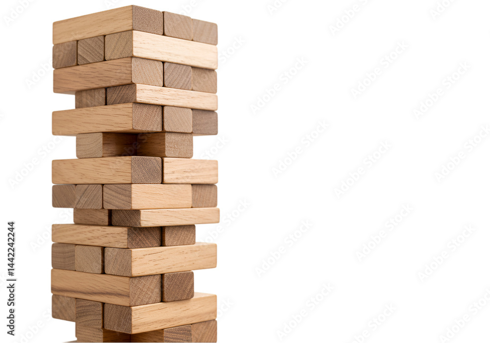 Jenga Game Wooden Blocks Tower isolated on transparent background Jenga Game Wooden Blocks Tower isolated on transparent background