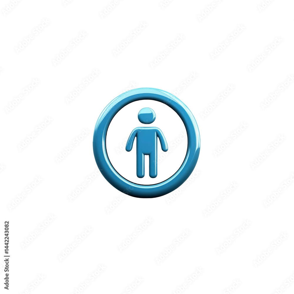 3D Glossy Blue Circle Person Icon 3D Glossy Blue Circle Person Icon