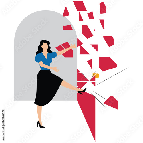 man kicking locked door and destroy