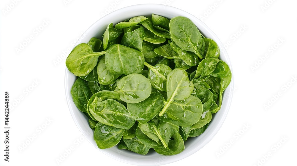 Top View of Fresh Baby Spinach, Rocket, and Red Onion Bowl, No Background, Highlighting Vibrant Ingredients Top View of Fresh Baby Spinach, Rocket, and Red Onion Bowl, No Background, Highlighting Vibrant Ingredients