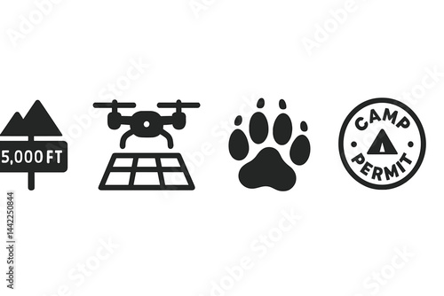 Park icons linking height, mapping, fauna, and access