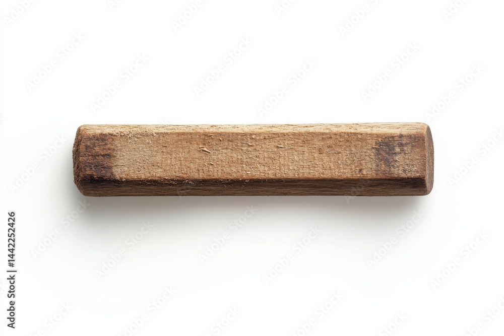 Fototapeta premium Rustic brown wooden block simple isolated on white background Perfect for crafts