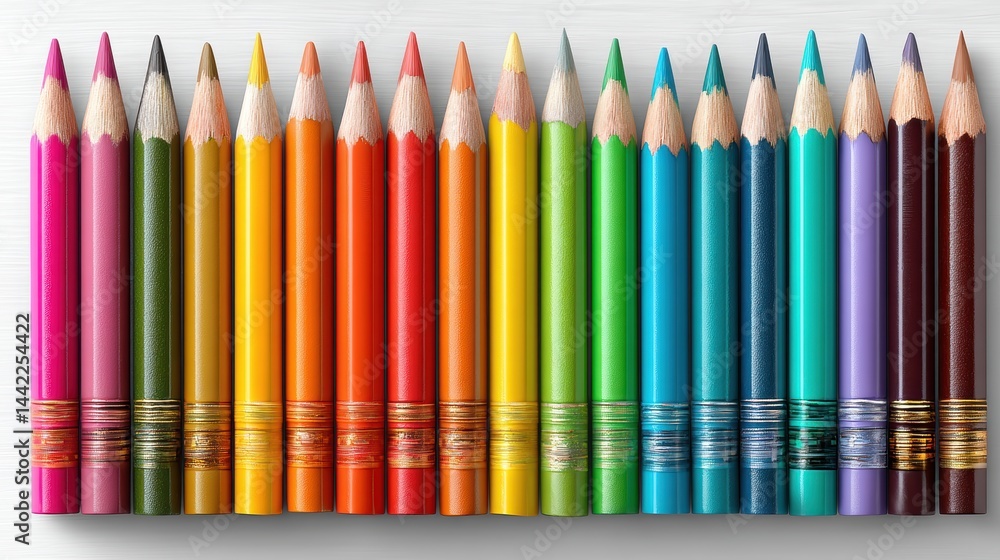 a set of multicolored pencils on a white isolated background, playful and vibrant design a set of multicolored pencils on a white isolated background, playful and vibrant design