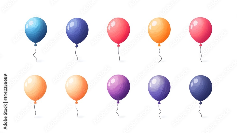Colorful balloons in a flat style set Colorful balloons in a flat style set