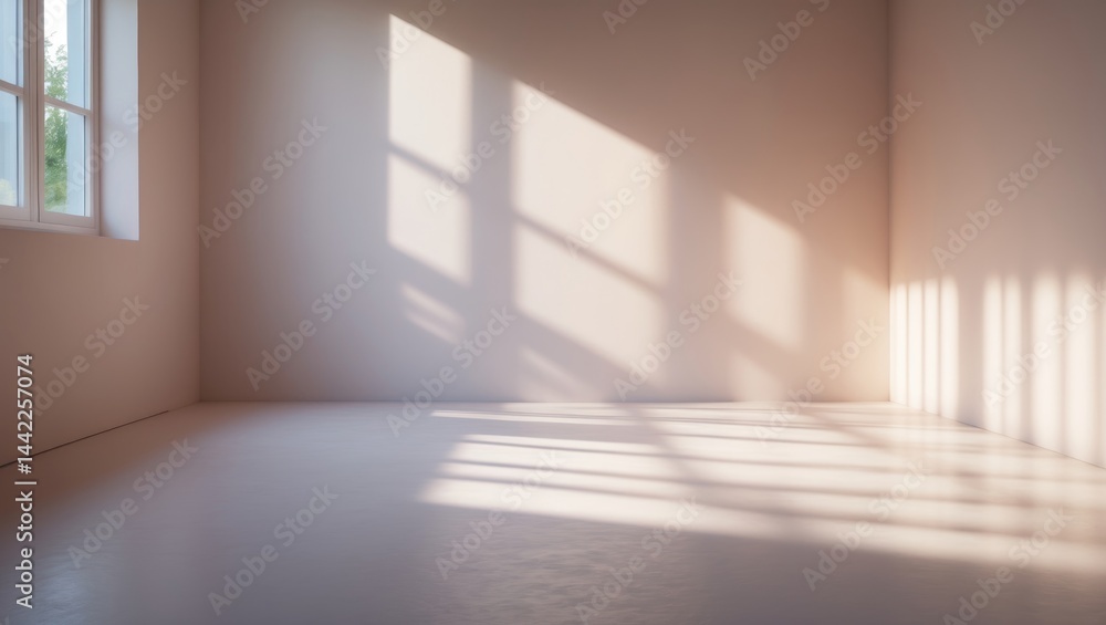 Fototapeta premium Sunlit pastel background with sunlight streaming in through the window