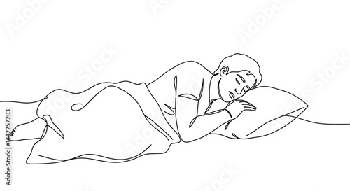 Peaceful person sleeping comfortably on a pillow  