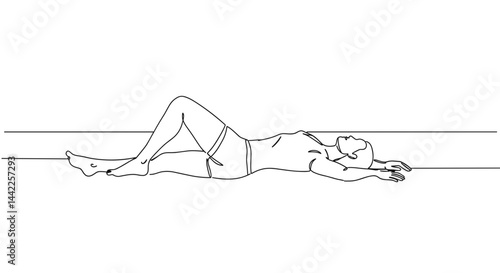 Line art person relaxing in a calm posture on a minimalistic background  