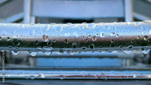 Obraz na płótnie water drops om metal surface close up w salonie