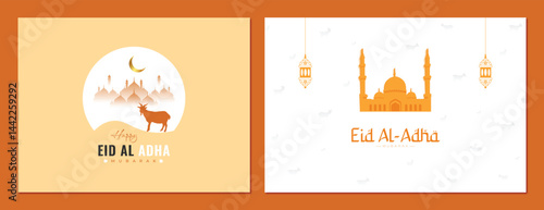 Eid al adha wishes and greetiing social media two post banner vector design 