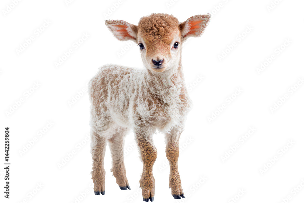 Adorable lamb, fluffy and curious Adorable lamb, fluffy and curious